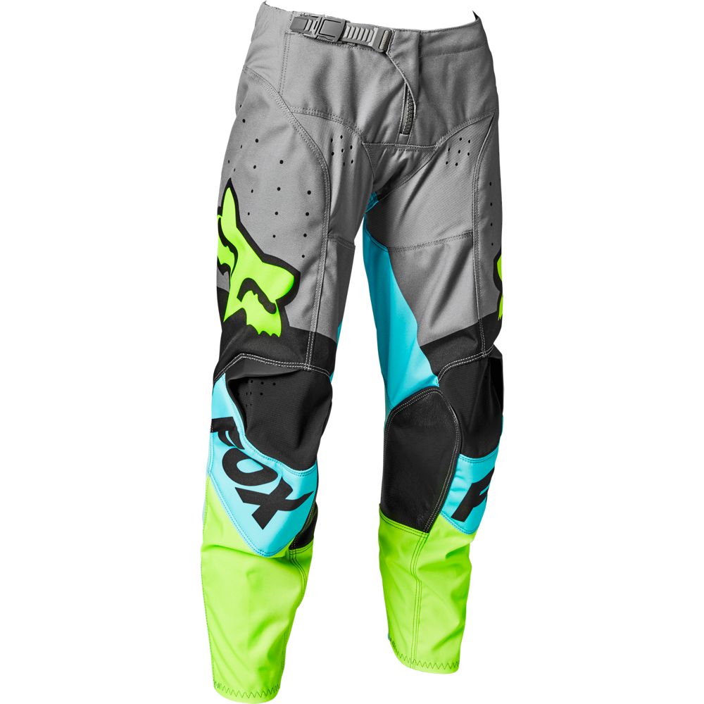 Pantalon Fox Moto Niño 180 Trice para Moto Gris/Celeste