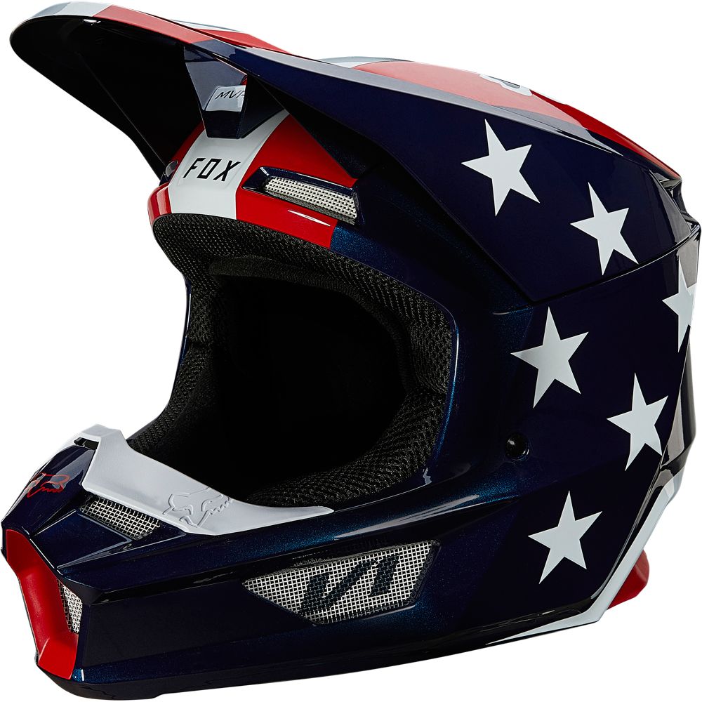Casco Moto V1 Ultra Blanco/Rojo/Azul Fox