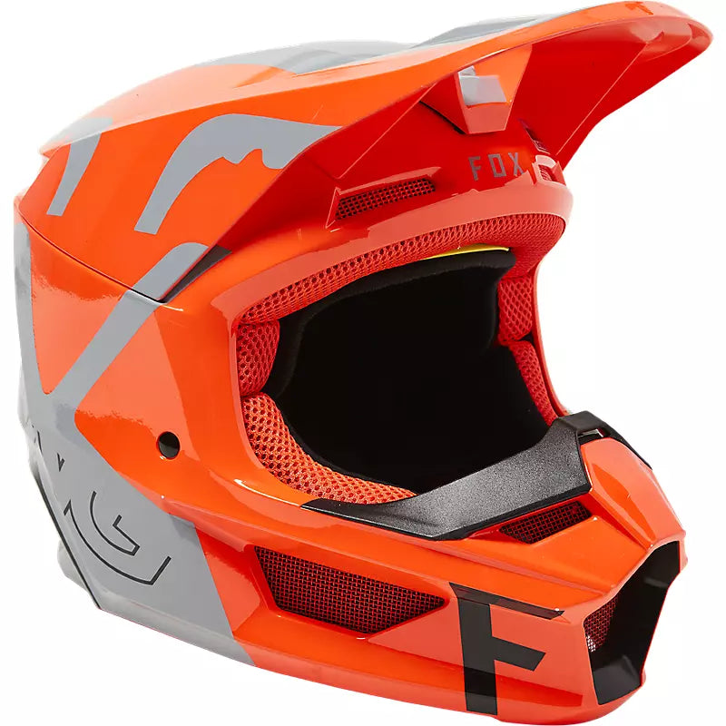 Casco Moto Niño V1 Skew Naranjo Fox