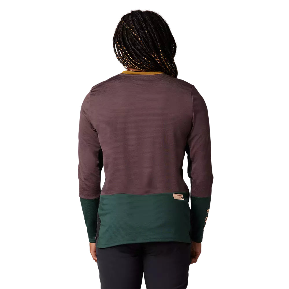Polera Bicicleta Mujer Defend Manga Larga Morado/Verde Fox