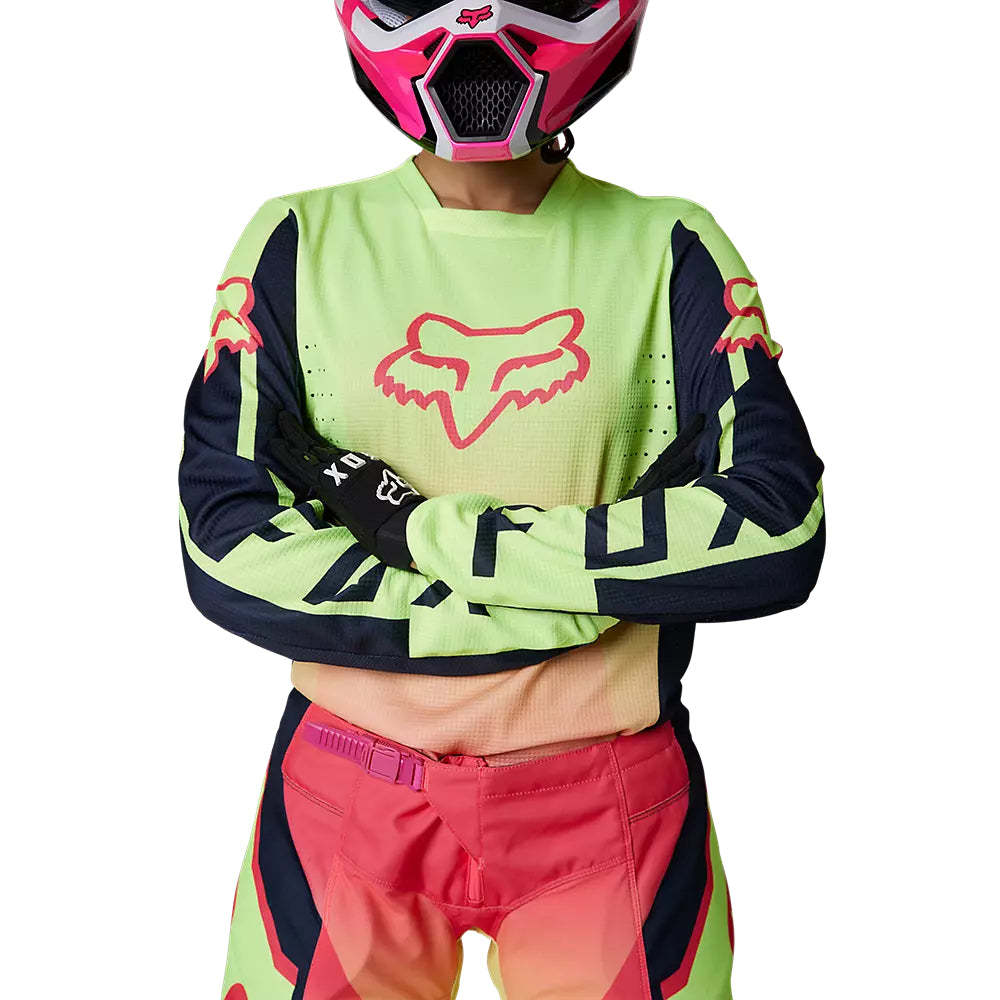 Polera Moto Mujer 180 Leed Rosado/Amarillo Fox