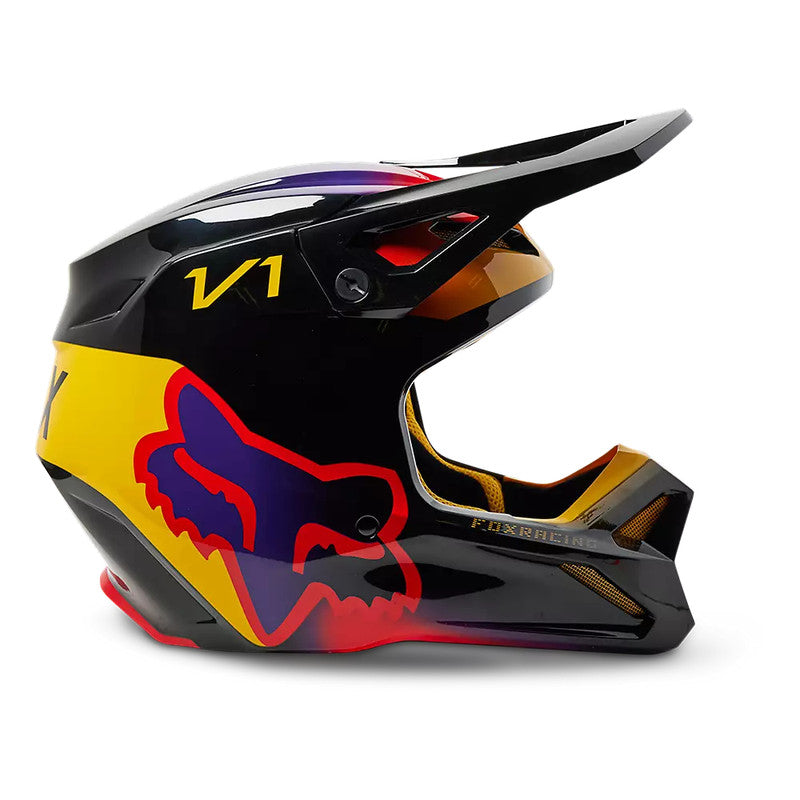 Casco Moto V1 Toxsyk Negro/Amarillo Fox