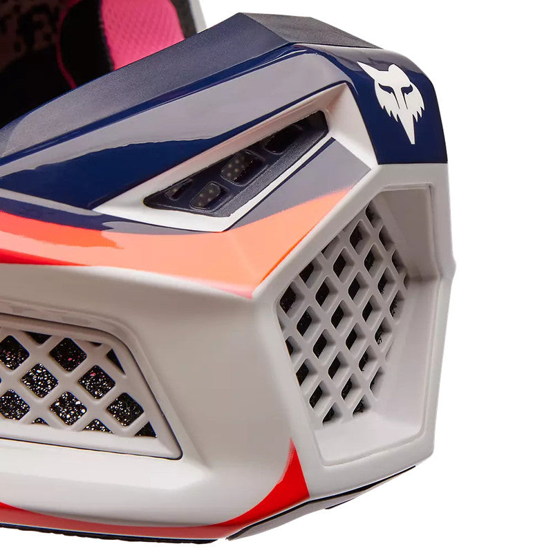 Casco Moto V3 Ryvr Edicion Limitada ECE Blanco/Azul/Rosado Fox