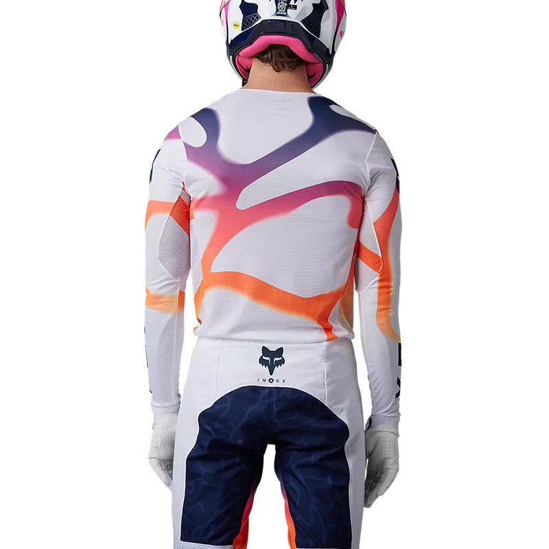 Polera Moto Flexair Ryvr Edicion Limitada Blanco/Azul/Rosado Fox