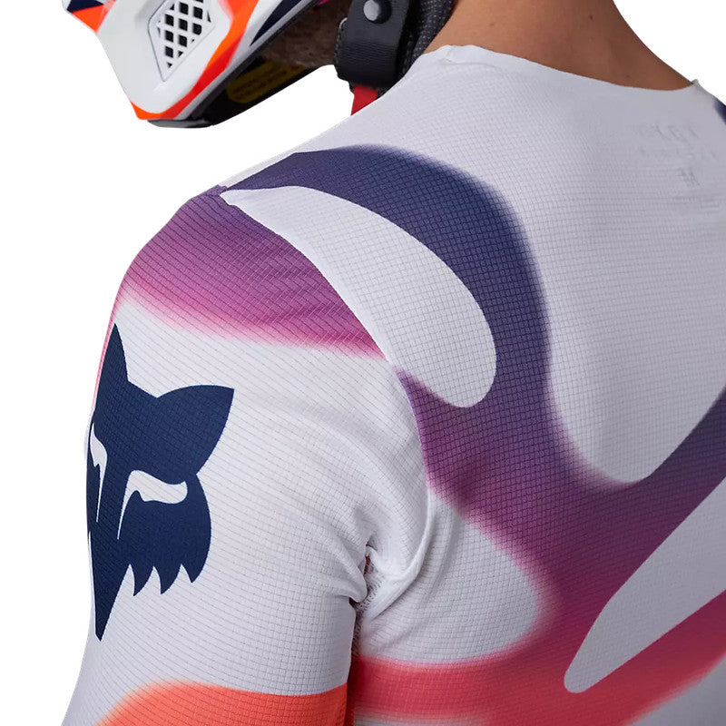 Polera Moto Flexair Ryvr Edicion Limitada Blanco/Azul/Rosado Fox