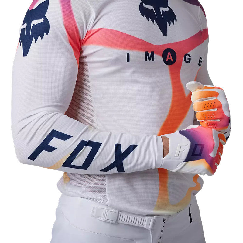 Polera Moto Flexair Ryvr Edicion Limitada Blanco/Azul/Rosado Fox