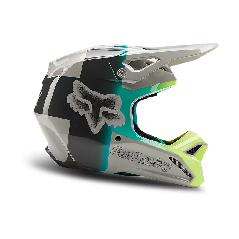 Casco Moto V1 Horyzn Gris/Negro/Amarillo Fox