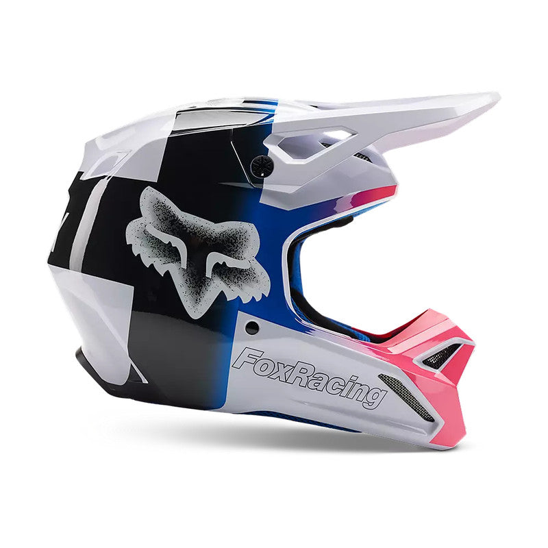 Casco Moto V1 Horyzn Negro/Blanco/Rosado Fox