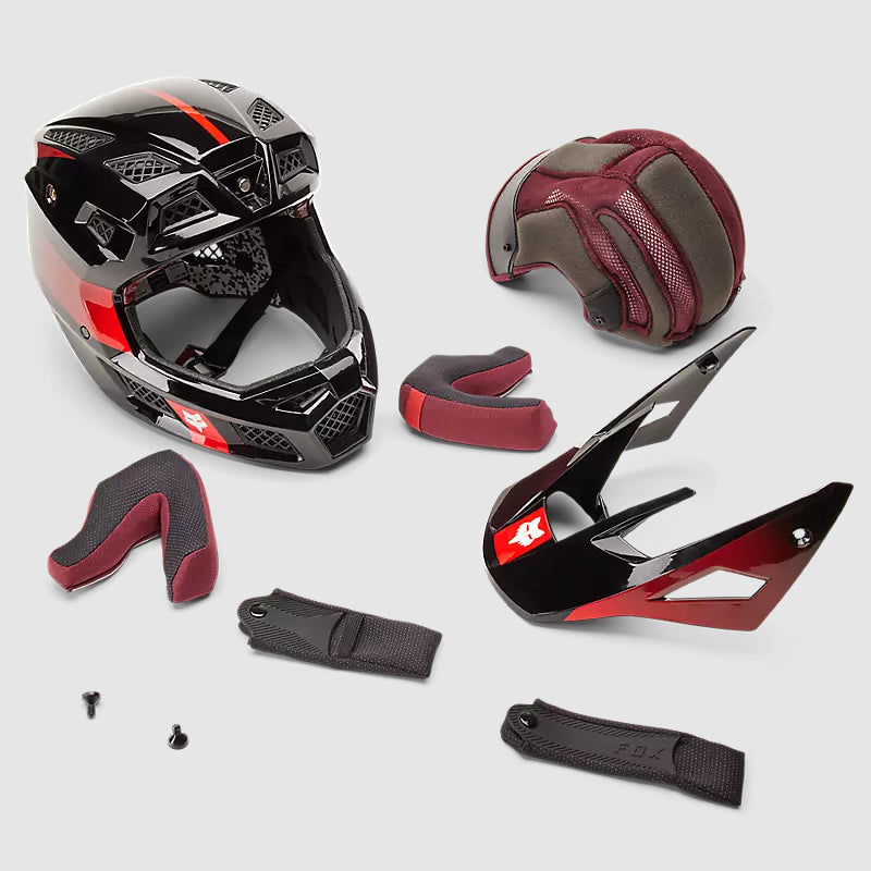 Casco Bicicleta Rampage Pro Carbon MIPS® Glnt Negro/Rojo Fox | Casco MTB Fox casco fox racing motocross mtb