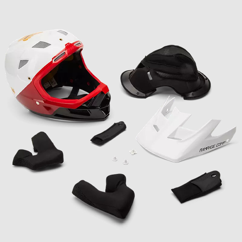 Casco Bicicleta Rampage Comp Baysik Blanco/Rojo Fox | Casco MTB Fox casco fox racing motocross mtb