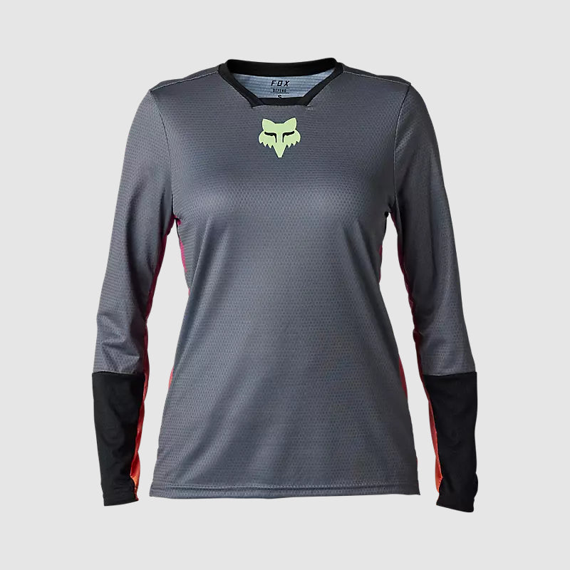 Polera Bicicleta Mujer Defend Race Manga Larga Gris Fox