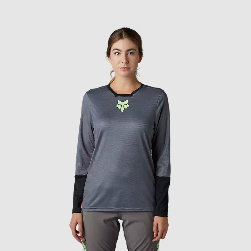 Polera Bicicleta Mujer Defend Race Manga Larga Gris Fox