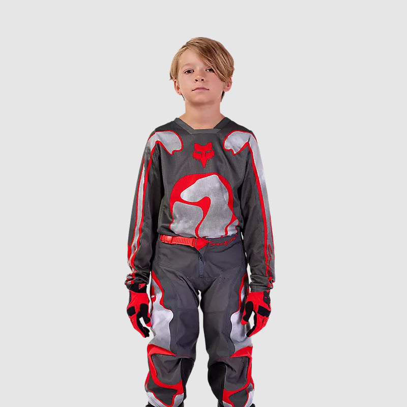 Polera Moto Niño 180 Atlas Gris/Rojo Fox