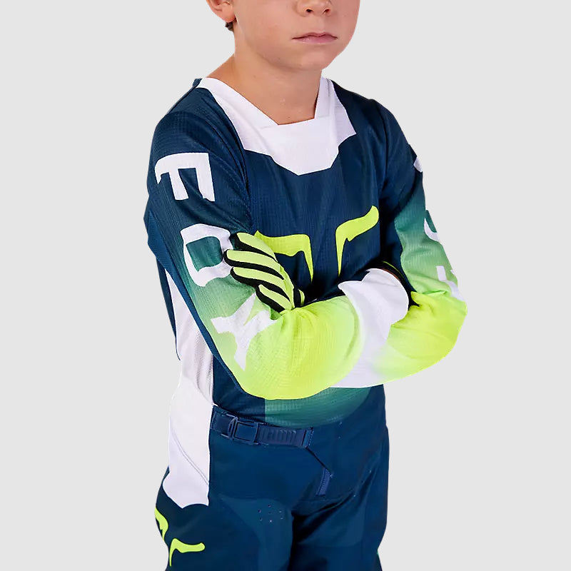 Polera Moto Niño 180 Flora Azul Petroleo Fox polera moto fox motocross
