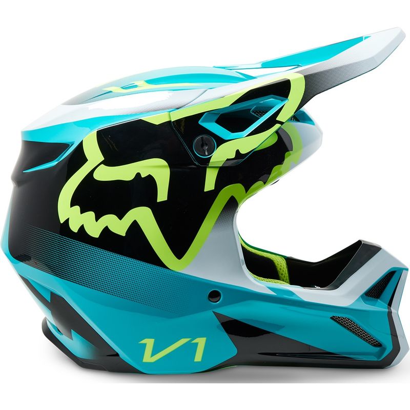 Casco Moto V1 Leed Celeste Fox