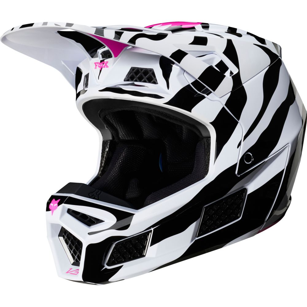 Casco Moto V3 Zebra Blaco Negro Fox | Casco Moto Fox casco fox racing motocross mtb