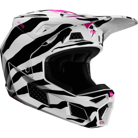 Casco Moto V3 Zebra Blaco Negro Fox | Casco Moto Fox casco fox racing motocross mtb