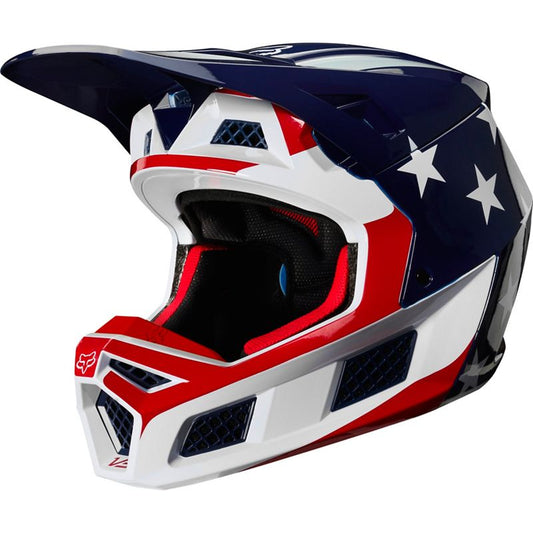 Casco Moto V3 Prey Blanco/Rojo/Azul Fox | Casco Moto Fox casco fox racing motocross mtb