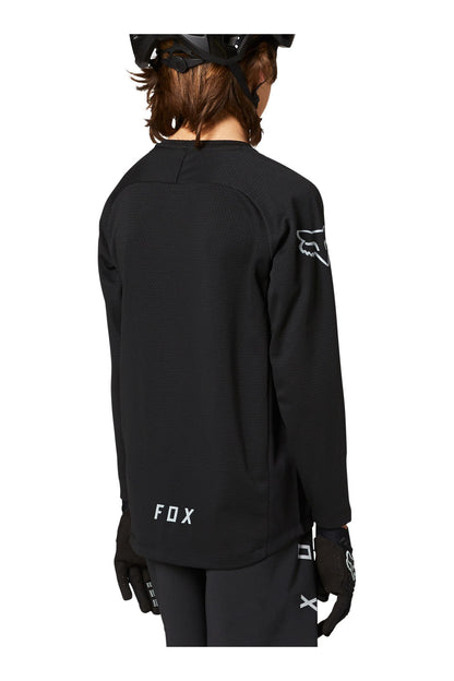 Polera Bicicleta Niño Defend Negro Fox polera bicicleta fox mtb