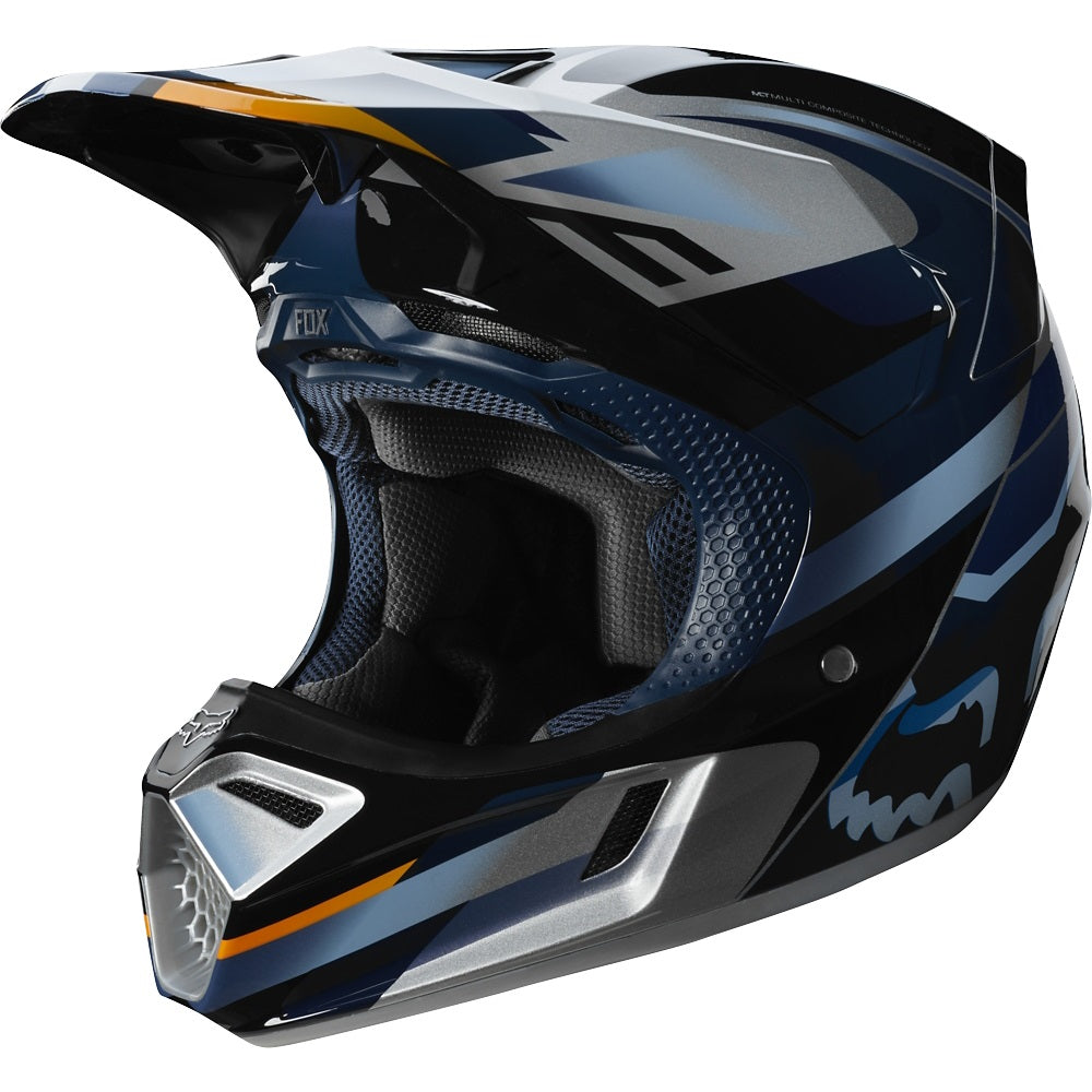 Casco Moto V3 Motif Azul Plata Fox | Casco Moto Fox casco fox racing motocross mtb