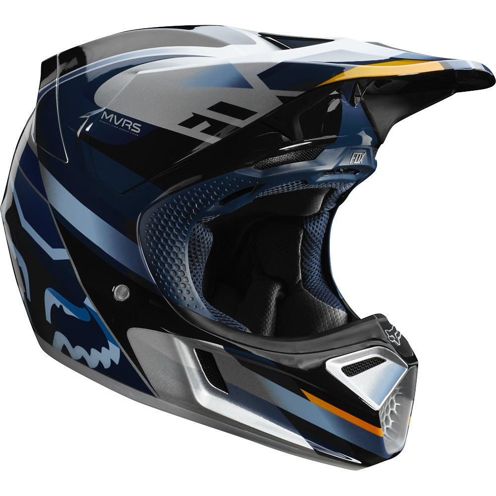 Casco Moto V3 Motif Azul Plata Fox | Casco Moto Fox casco fox racing motocross mtb