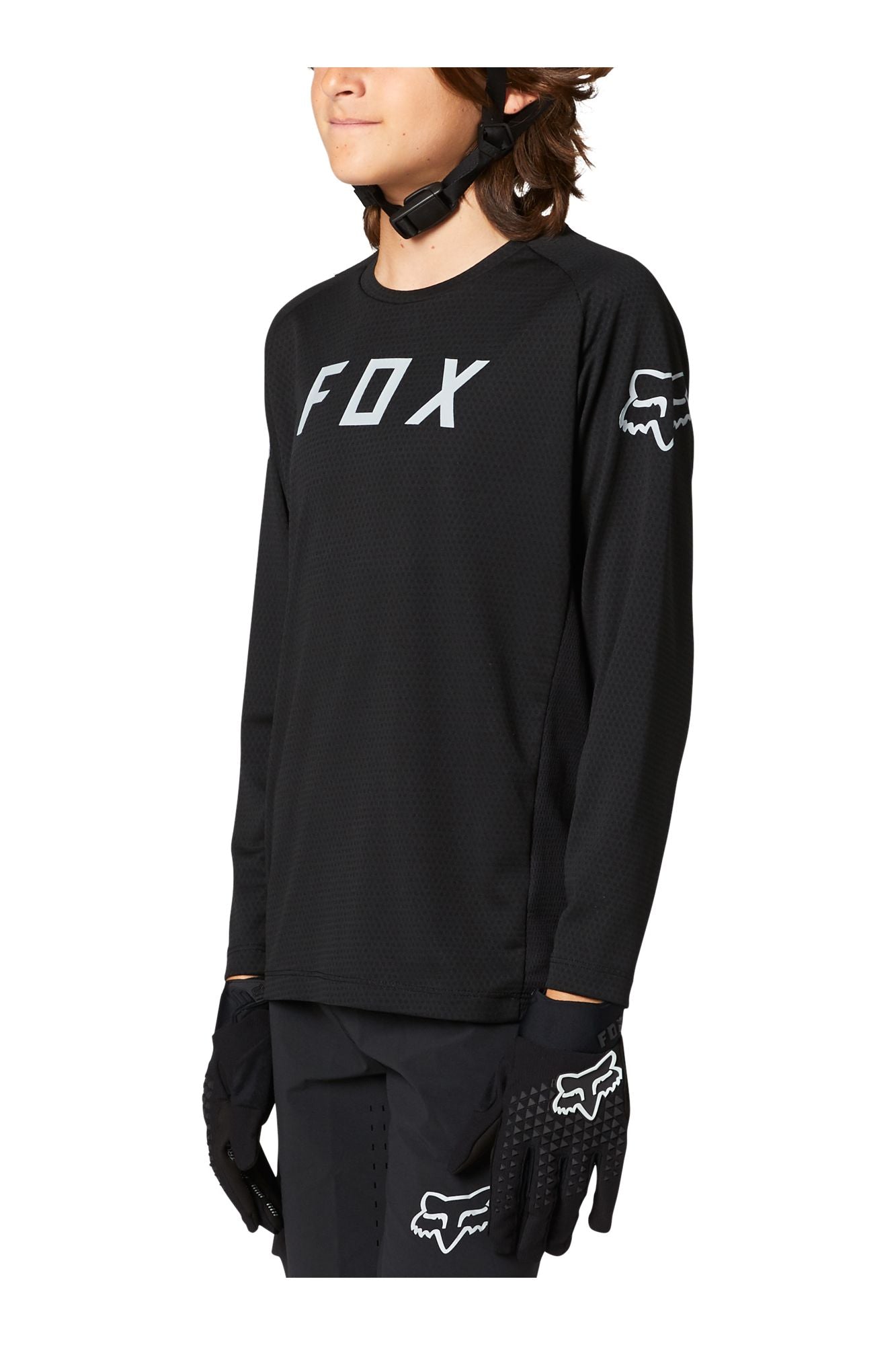 Polera Bicicleta Niño Defend Negro Fox polera bicicleta fox mtb