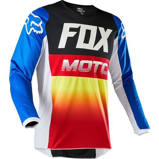 Polera Moto Niño 180 Fyce Azul/Rojo Fox polera moto fox motocross