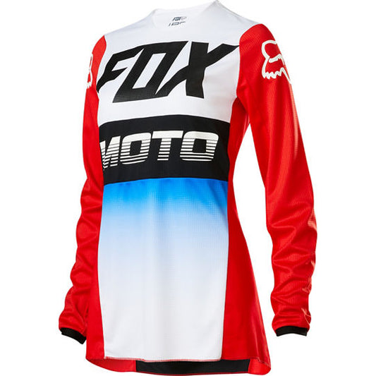 Polera Moto Mujer 180 Fyce Azul/Rojo Fox polera moto fox motocross
