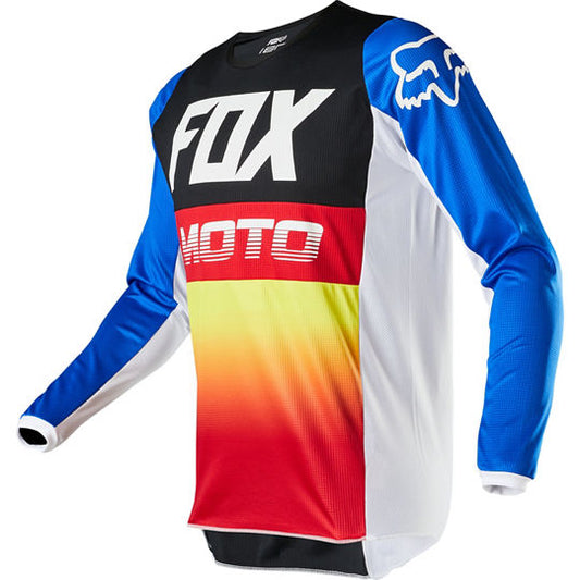 Polera Moto Niño 180 Fyce Azul/Rojo Fox polera moto fox motocross