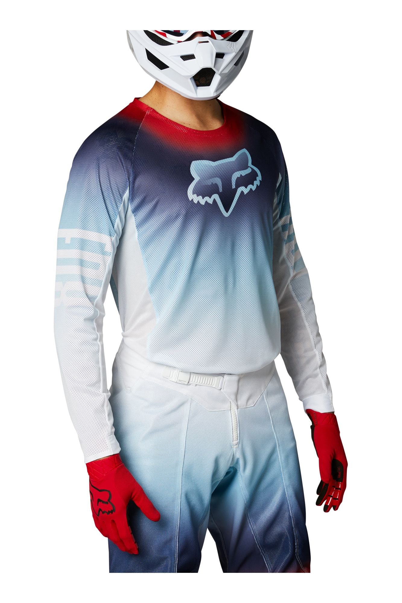Polera Moto Airline Reepz Blanco/Rojo/Azul Fox polera moto fox motocross