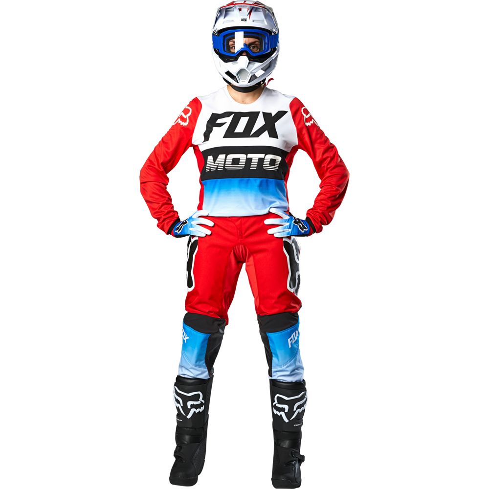 Polera Moto Mujer 180 Fyce Azul/Rojo Fox polera moto fox motocross