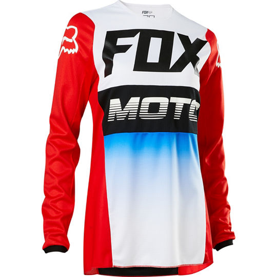Polera Moto Mujer 180 Fyce Azul/Rojo Fox polera moto fox motocross