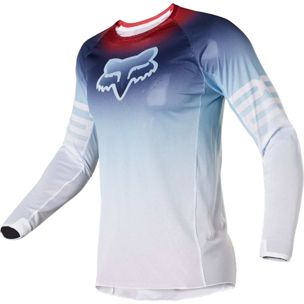 Polera Moto Técnica Airline Reepz Blanco/Azul Fox polera moto fox motocross