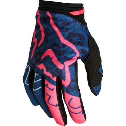Guantes Moto Niña 180 Skew Azul/Rosado Fox