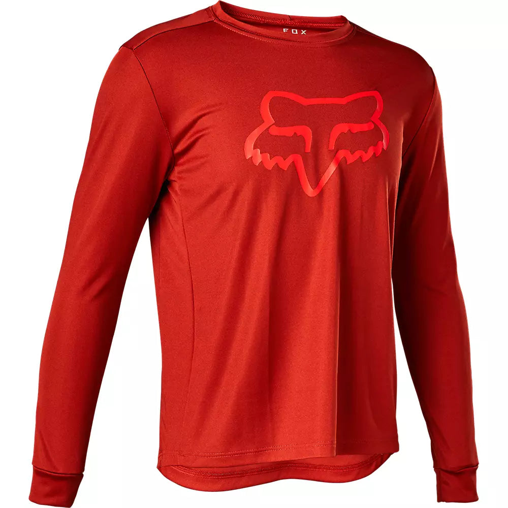 Polera Bicicleta Niño Ranger Manga Larga Rojo Fox polera bicicleta fox mtb