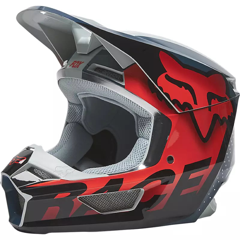 Casco Moto V1 Trice Gris/Naranjo Fox | Casco Moto Fox casco fox racing motocross mtb