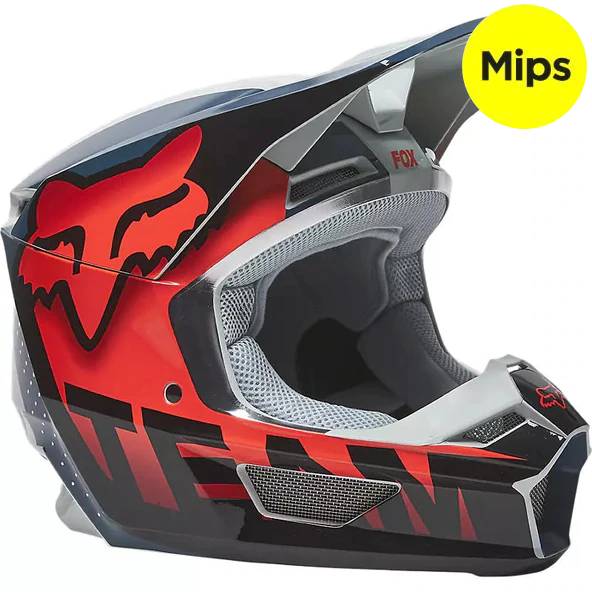 Casco Moto V1 Trice Gris/Naranjo Fox | Casco Moto Fox casco fox racing motocross mtb