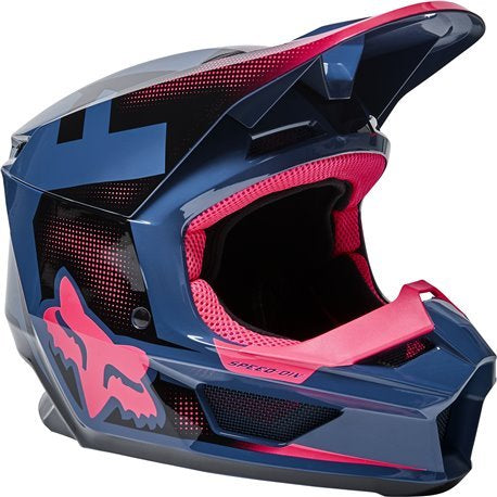 Casco Moto Niño V1 Dier Ece Azul/Rosado Fox
