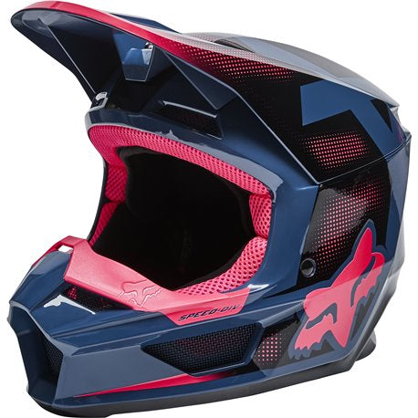 Casco Moto Niño V1 Dier Ece Azul/Rosado Fox | Casco Moto Fox casco fox racing motocross mtb
