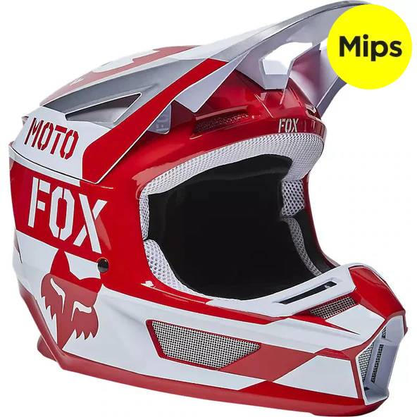 Casco Moto V2 Nobyl Blanco/Rojo Fox