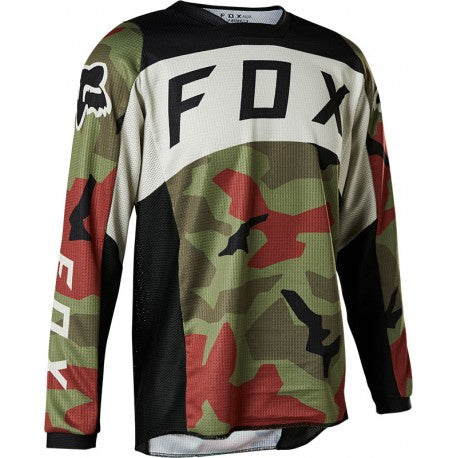 Polera Moto Niño 180 BNKR Camo Verde Fox