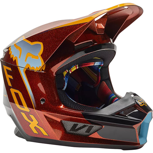 Casco Moto V1 CNTRO Naranjo Fox | Casco Moto Fox casco fox racing motocross mtb