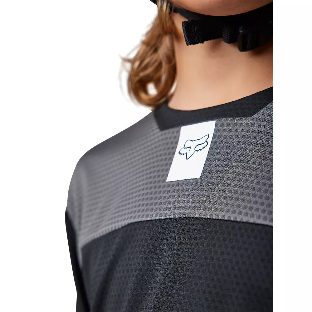 Polera Bicicleta Niño Defend Manga Larga Negro Fox polera bicicleta fox mtb