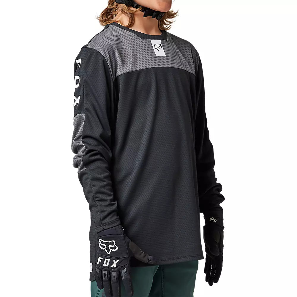 Polera Bicicleta Niño Defend Manga Larga Negro Fox polera bicicleta fox mtb