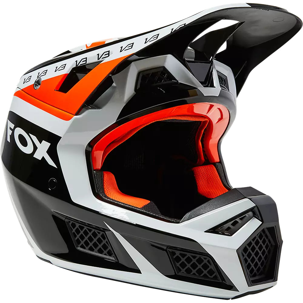 Casco Moto V3 RS DVIDE Negro/Naranjo Fox | Casco Moto Fox casco fox racing motocross mtb