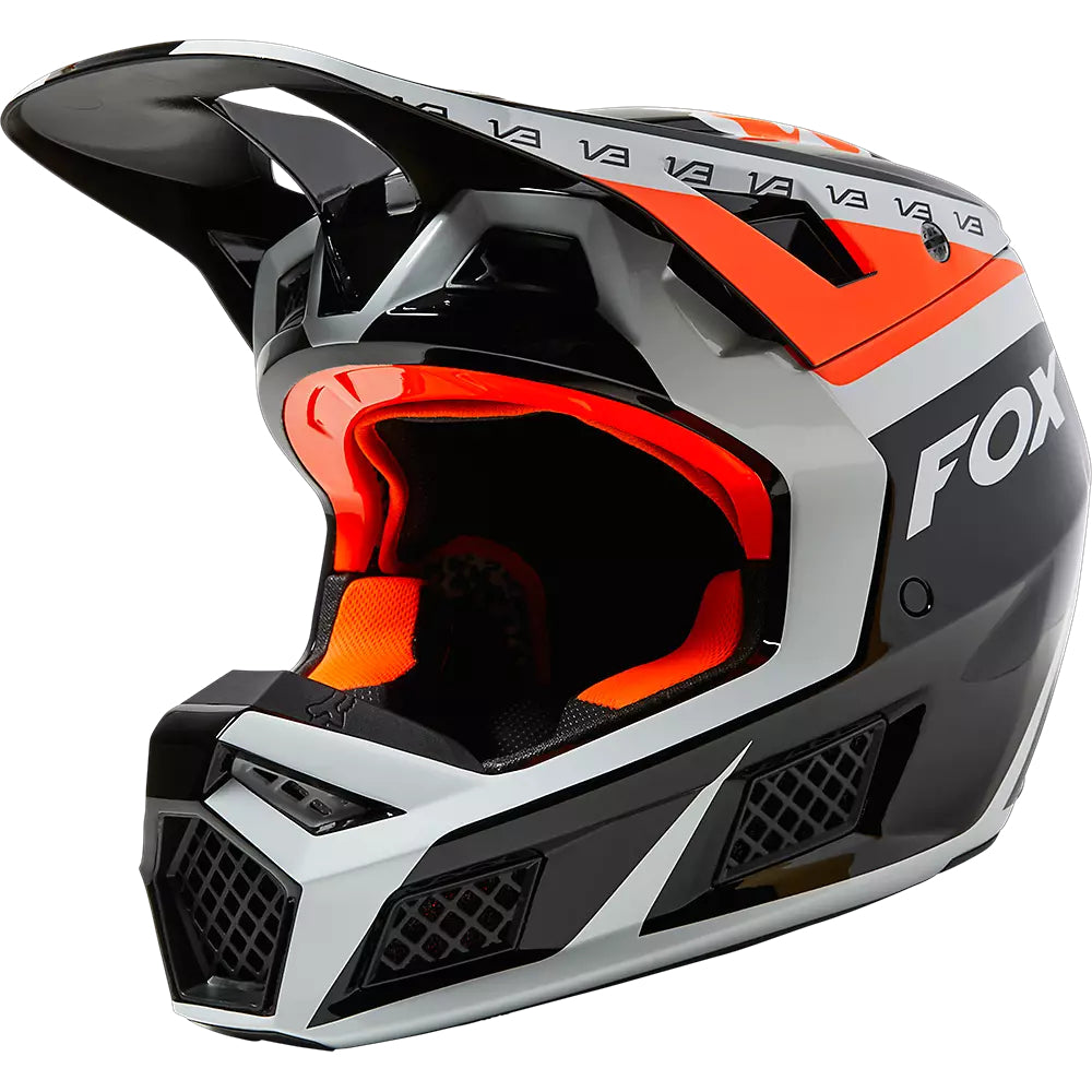 Casco Moto V3 RS DVIDE Negro/Naranjo Fox | Casco Moto Fox casco fox racing motocross mtb