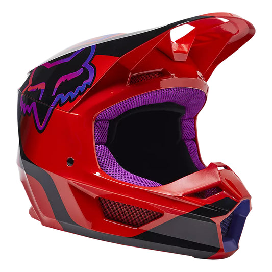 Casco Moto Niño V1 Venz Rojo/Morado Fox
