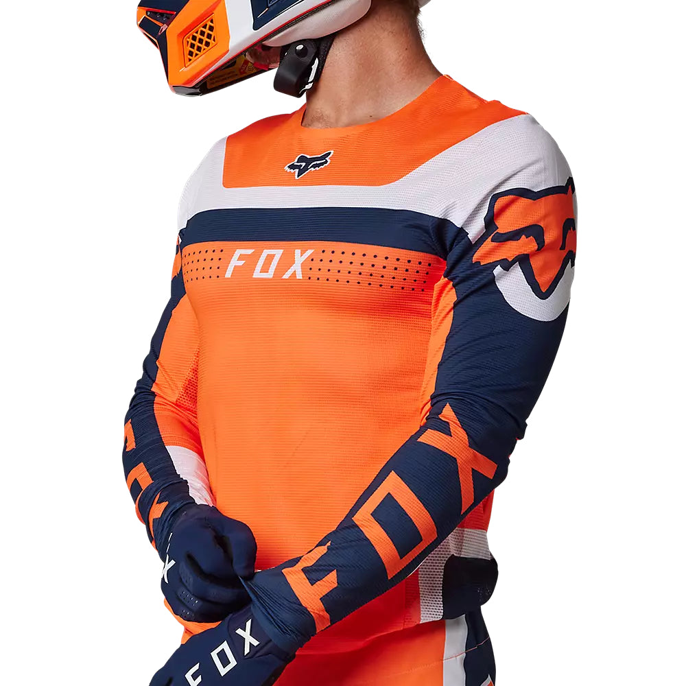 Polera Moto Flexair Efekt Naranjo/Azul/Blanco Fox polera moto fox motocross