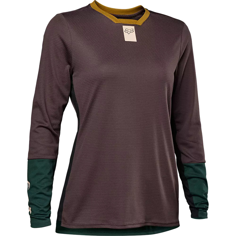 Polera Bicicleta Mujer Defend Manga Larga Morado/Verde Fox