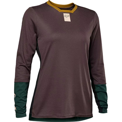 Polera Bicicleta Mujer Defend Manga Larga Morado/Verde Fox